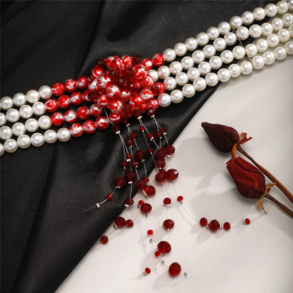 Gothic Pearl Tassel Necklace