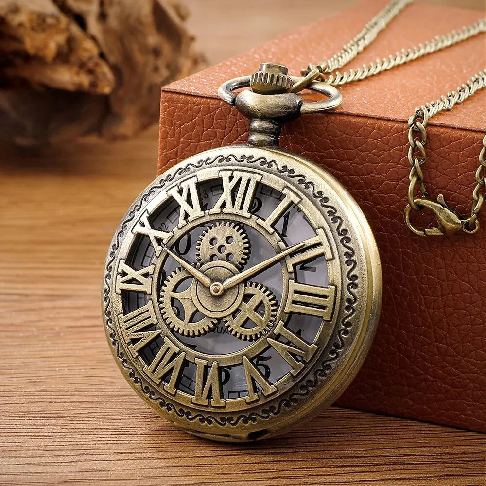 Vintage Steampunk Quartz Pocket Watch