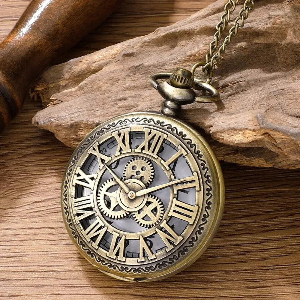 Vintage Steampunk Quartz Pocket Watch